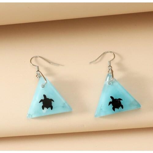 Origin Summer Statement Square Triangle Geometric Blue Resin Dangle Earring for Women Tortoise Arcylic Party Earring Jewellery