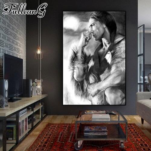 FULLCANG Ancient man Large diy full square round drill diamond painting mosaic embroidery sale needlework home decoration FC2548