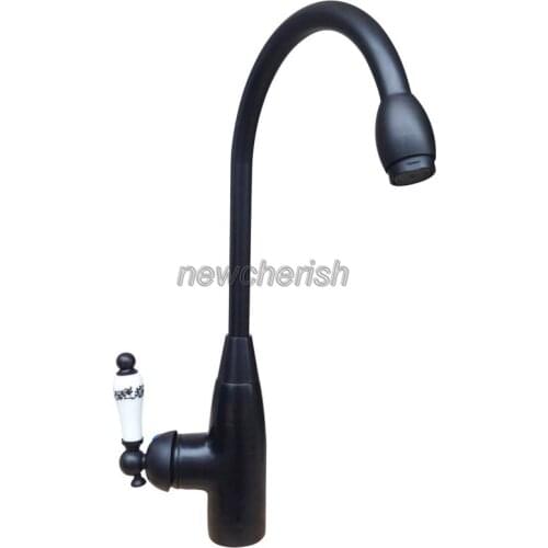 Kitchen Faucets Black Color Brass Swivel Kitchen Faucets Hot and Cold Water Mixer Tap Single Hole Mixer Tap Lsf111