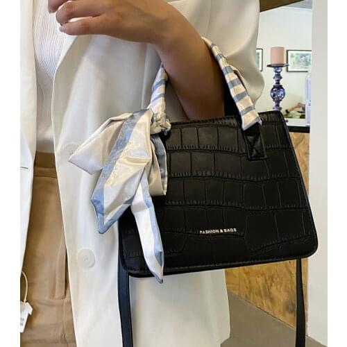 Casual Small Women Crossbody Bags Silk Ribbon Shoulder Bag Pure Color Square Female Messenger Bag Luxury PU Leather Handbags Sac