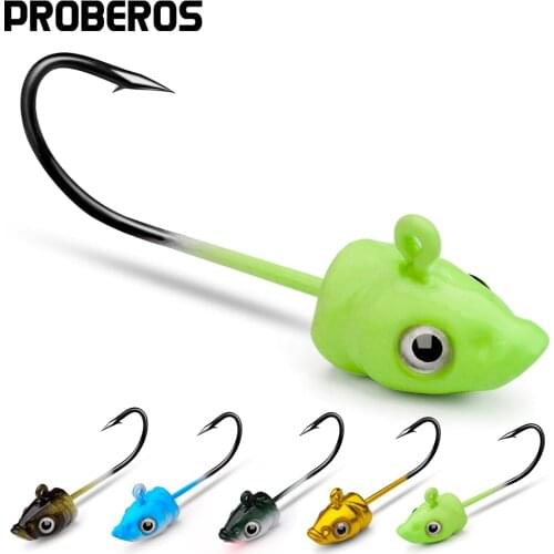 PROBEROS 50pcs/lot Fishing Hooks Jig Head 3.5g-5g-7g Metal Jigs Fishhooks Soft Baits Jigging Hooks Barbed Fishing Tackle