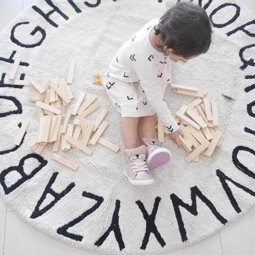 INS Educational Children Rug 26 Alphabet Letters Round Baby Play Mat Kids Carpet Room Decor Newborn Photography Accessories