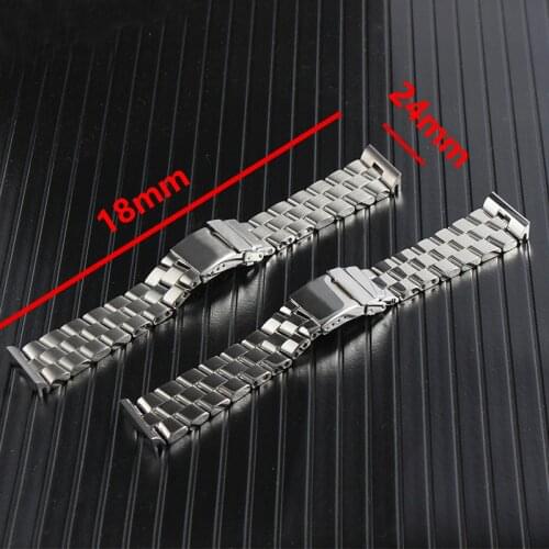 24mm For fit BREITLING Watch Stainless Steel Bracelet Strap Band Silver