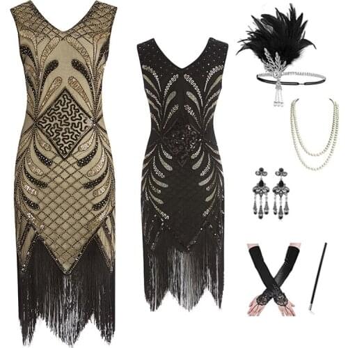 Retro 1920s Sequin Tassel Dress Modern Latin Dance Clothing Female Vintage Midi Fringe Clothes Rumba Tango Samba Clothes DQL4220