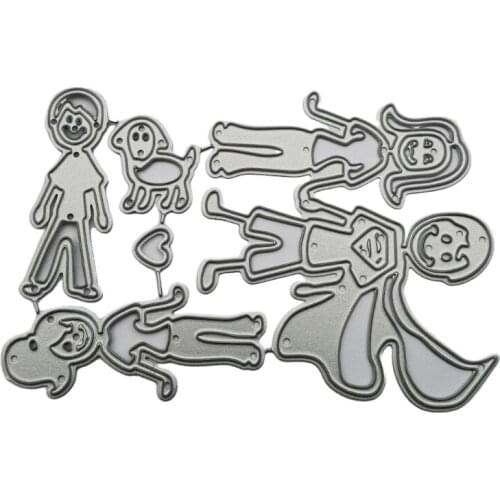 Family Dog Metal Cutting Dies Stencils DIY Scrapbooking Album Paper Card Template Mold Embossing Decoration