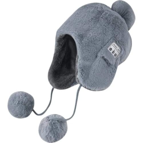 High Quality Winter Fox Fur Wireless Bluetooth Beanie Hat with Detachable Stereo Speakers & Microphone, Smart Music Beanie Hat