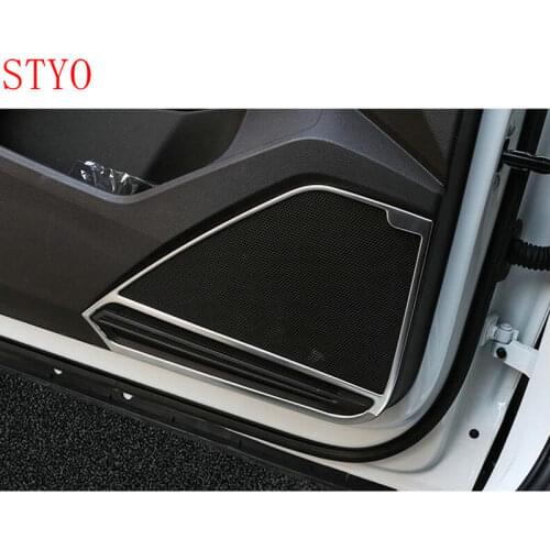 STYO Car Stainless Steel Front & rear Door Speaker Cover Trim for Tiguan 2017 2018