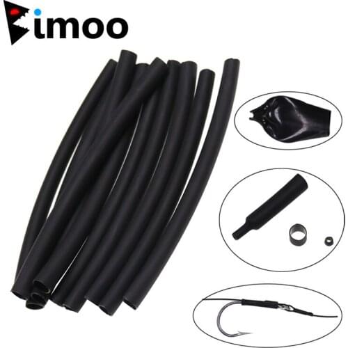 Bimoo 100pcs Black HEAT SHRINK TUBE Various Diameters Hair Rigs Carp Saltwater Coarse Fishing Hooks Tackle 2:1 Shrink Ratio