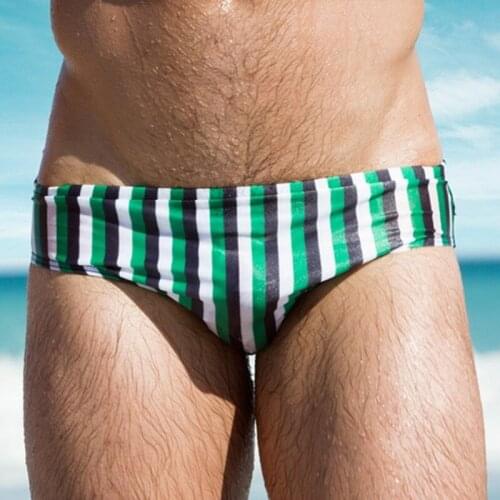 Stripe Briefs Male Swimming Beach Swimwear Summer Men Trunks Sexy Gay Bathing Suit Swimsuit Sea Surfing Boxer Short Board Trunk