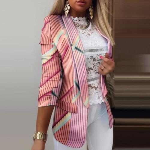 ORIYA 2021 Spring Casual Office Lady Suits Coats Fashion Print New Blazers Tops Chic Notch Collar Long Sleeve Autumn Cardigan