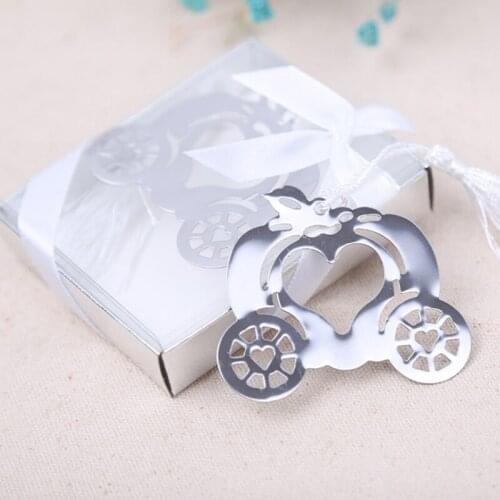 100pcs Wedding Favors Cinderella Pumpkin Carriage Bookmarks Wedding Gifts Supplies Giveaways For Guests