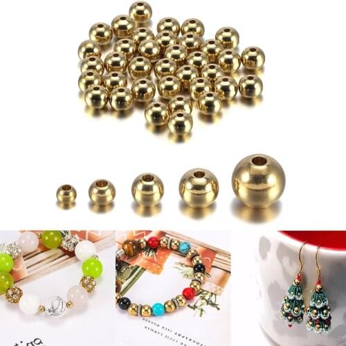 15-100pcs Original Brass Round Ball Space Beads 3/4/5/6/8mm Bracelets links Charm Bead for DIY Necklaces Jewelry Making Beads
