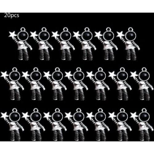 20pcs Universe Astronaut Antique Silvery Space Man Charms Pendants DIY Handmade Tibetan Silver Findings Jewelry Making