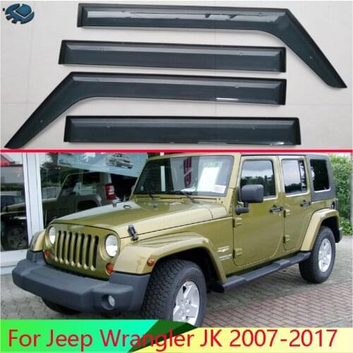 For Jeep Wrangler JK 2007-2017 Car Accessories Plastic Exterior Visor Vent Shades Window Sun Rain Guard Deflector 4pcs