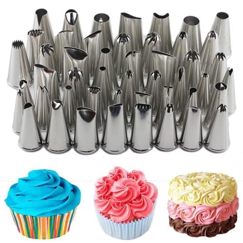 Mujiang 48pcs Stainless Steel Cream Cake Icing Piping Russian Nozzles Pastry Tips Fondant Cake Decorating Tools Cupcake Baking