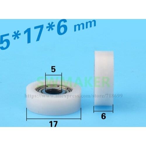 5*17*6 moving door and window flat wheel, POM POM, nylon wrapped, deep groove ball injection plastic bearing, sliding wheel