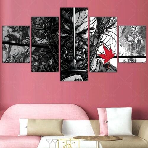 5pcs Ghost of Tsushima Jin Sakai Mask Katana Video Game Poster Canvas Wall Art Paintings for Living Room Decor-NO Frame