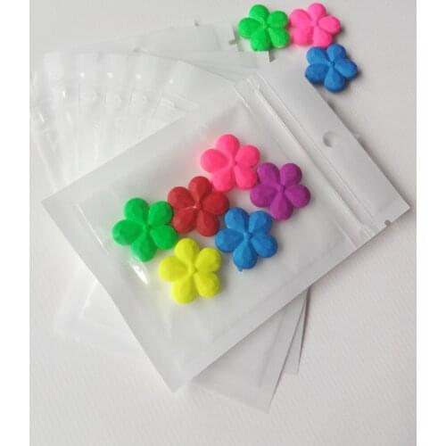 500pcs 10*18cm White/Clear Self Seal Zipper Plastic Packaging Poly Bag Pearl Film Ziplock Jewelry Bags Package With Hang Hole