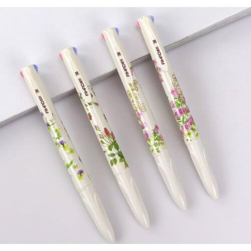 Ellen Brook 1 Pcs 4 Color Kawaii Cute Flower Ballpoint Pen Canetas Material Stationery School Office Supplies Kids Gift
