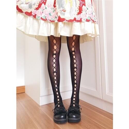 Spring Autumn Pantyhose Women Lolita Japanese Soft Sister Cute Teen Girl Lace Hollow Out Bows Stockings Girls Thin Socks