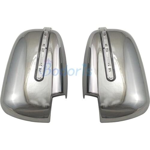 For Mitsubishi Triton L200 2016 2017 2018 Side Mirror Cover Rearview Overlay Caps With LED Lamp Chrome Car-styling Accessories