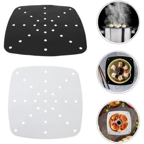 Air Fryer Mats Steamer Airfryer Liners Silicone Baking Mats Steamer Patches Practical Reusable Non-Stick Perforated Grill Pads