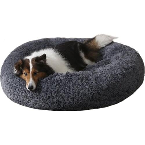 Round Cat Bed Super Soft Long Plush Cat Bed House Pet Dog Bed Winter Warm Deep Sleeping Bed Puppy Cushion Mat Cats House