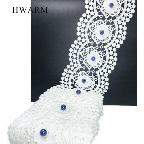 HWARM 10yard 9.5cm 3D Beads Arts Craft Lace Fabric Ribbon Women Skirt Accessories DIY Sewing Handwork Wedding Decoration Trim