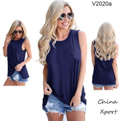 2020 summer loose Tshirt solid color vest hot selling women tank tops hot sexy female cotton vest the second one half price vest