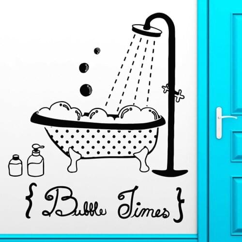 Bath Time Wall Stickers Bathing Shower Bathtub Bathroom Home Decoration Vinyl Wall Decal Waterproof Bubble Bath Mural Art S1244