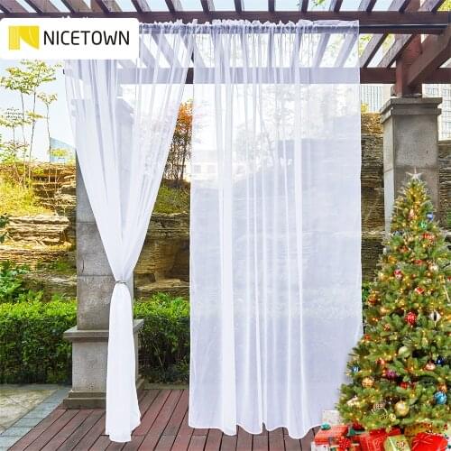 NICETOWN 8 Color Waterproof Garden Decoration Outdoor Sheer Curtains for Porch Exterior Voile with Rod Pocket