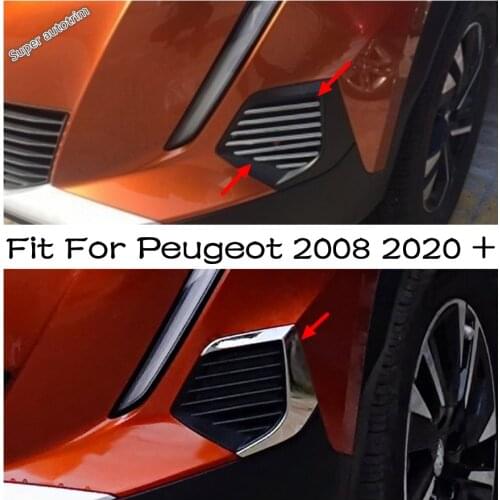Front Bumper Bottom Grille Molding Strips & Fog Light Eyelid Eyebrow Cover Trim Accessories Fit For Peugeot 2008 2020 2021