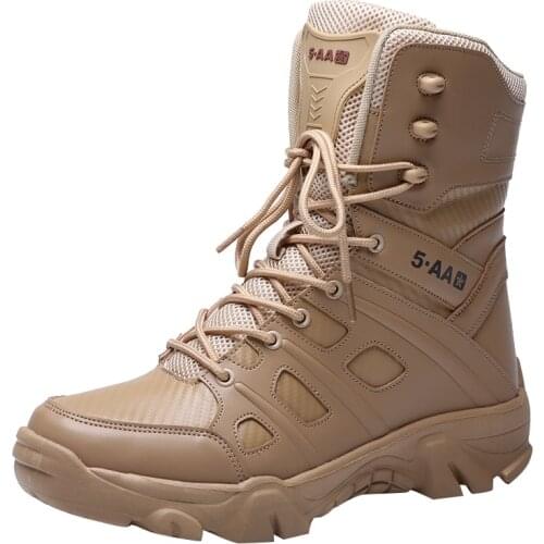 New Men Outdoor Military Boots Tactical Camping Shoes Autumn and Winter High-top Shoes Lightweight Mountain Boots Big Size 39-47