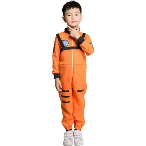 New Children Space Astronaut Costume Pilot Jumpsuit Orange Baseball Suit Children Clothing