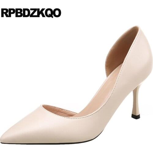 Slip on office shoes women casual pointed toe sandals beige designer pumps thin black stiletto scarpin high heels 3 inch 2019
