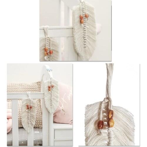 Nordic Style Hand-woven Leaves Shape Macrame Tapestry Art Woven Cotton Rope Pendant Wall Hanging Living Room Decor