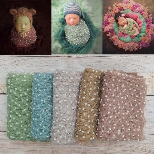 Don&Judy Soft Baby Photo Wraps with Hat 2pcs Sets Newborn Boys Girls Photography Swaddle Blanket Infant Picture Prop Accessories