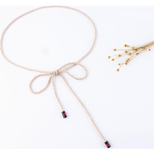 Simple Thin Belt For Women Cotton String Knot Rope Braided Waistband Twist Weaving Knitted Strap Fashion Heart Waist Chain