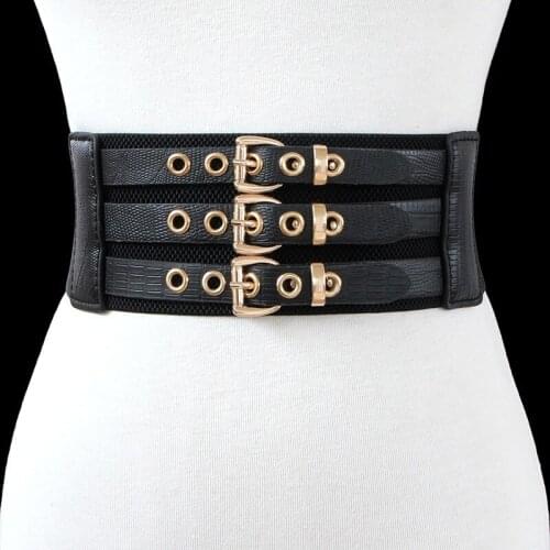 European and American retro fashion elastic wide belt all-match dress black elastic girdle decoration female belt