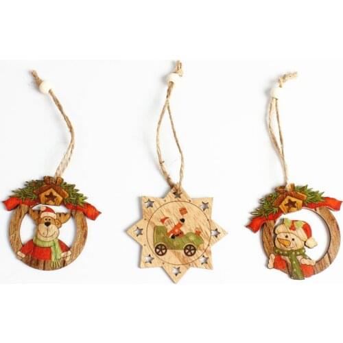 Christmas Wooden Pendant Snowman&Deer &Santa Claus Ornaments Xmas Tree Ornaments Christmas/Wedding Party Decorations Kids Gift