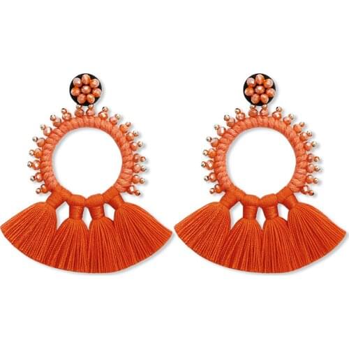 Earrings Cotton Long Tassel Pendant Boho Ethnic Style Handmade Crystal Earrings For Women Fashion Jewelry Accessories Oorbellen