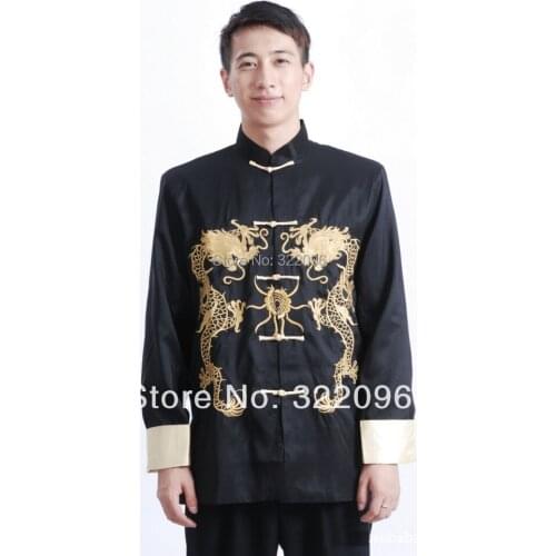 Shanghai Story kungfu Long Sleeve Tang suit Chinese Traditional Double dragon embroidery Tang Jacket mandarin collar JACKET
