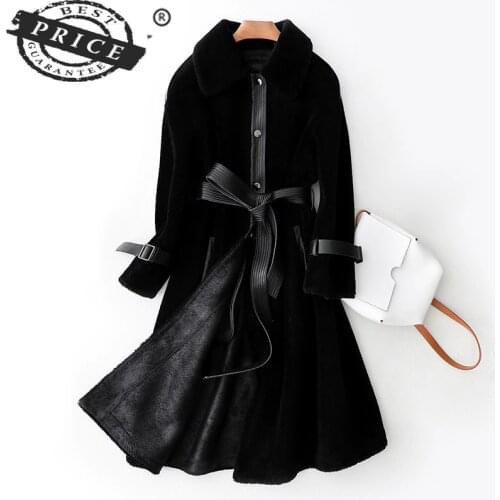 Real 2021 Luxury Fur Coat Women Long Warm Winter Female Jacket Genuine Leather Fur Jacket Sheep Shearing Fur Coat a6aaa6