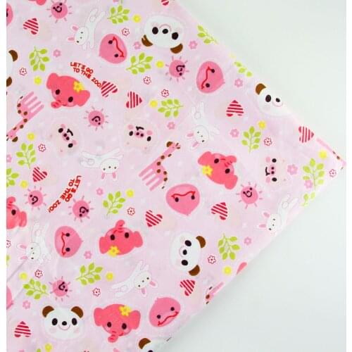 0.5 meter width 156cm Pink cartoon Print 100% Cotton Fabric for Baby girls Home Textile Patchwork Quilted Fabrics