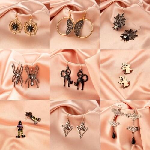 Stylish Earrings for Women Halloween Gothic Ghost Spider Skull Earrings for Women Hook Earrings Femme Earrings Jewelry