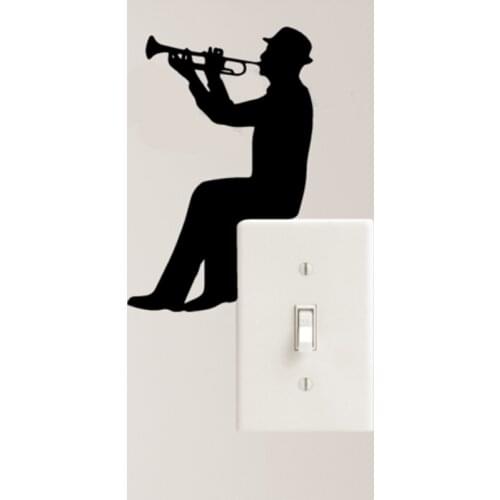 Trumpet Music Decal Vinyl Sticker Man Jazz Light Switch Classical Home Decor Car Window Laptop Sticker