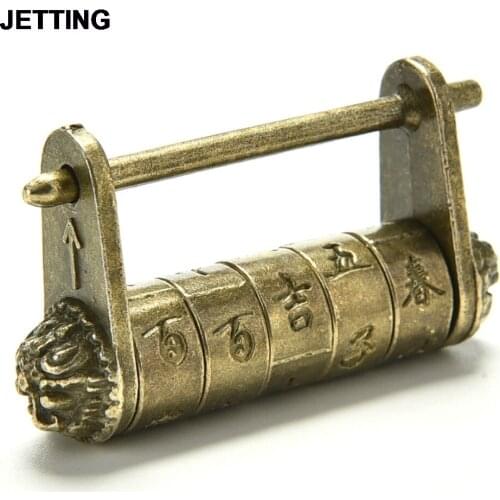 Vintage Zinc Alloy Antique Chinese Old Style Lock Jewelry Chest Box Code Password Lock Padlock for Wood Suitcase Drawer Cabinet