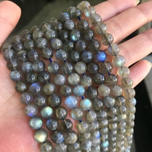 High Quality Real Natural Labradorite Stone Beads Round Loose Moonstone Gem Stone Beads For Jewelry Making DIY 3/4/5/6/7/8MM