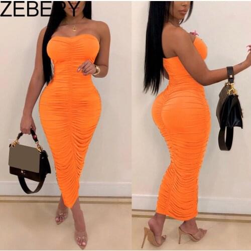 ZEBERY New Summer Womens Suspenders Tie Up Body-Con Sexy Pencil Club Ankle Length Beach Bikinis Casual Party Pleated Dresses