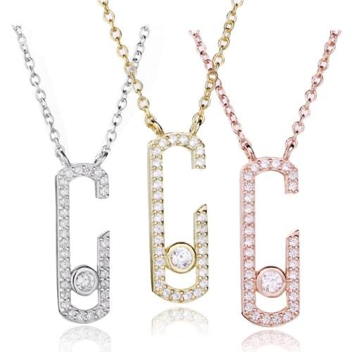 Moonmory France Popular Jewelry 925 Sterling Silver Move Addiction Crystal Pendant For Women Silver Chain Move Necklace 3 Colors